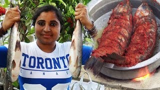 Fried Whole Fishes Recipe Katla Fish Fryamp BBQ Fish Fry Stuffed in My Village Cooking Big King Fish [upl. by Anaitsirc]