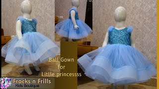 DIY Powder Blue Tulle Dress Tutorial  Perfect for Little Girls 12Y  Boutique style Ball dress [upl. by Braden319]