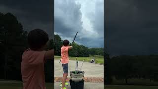 Future archery pro in the making 🎯 📹 jamesjeantrickshots [upl. by Busey574]