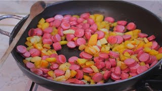 wurstel e patate ricetta facile veloce sfiziosa per una cena pronta in 5 minuti [upl. by Ahsiuq671]