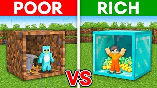 Milo POOR vs Chip RICH HOUSE INSIDE A DIRT vs DIAMOND BLOCK Challenge in Minecraft [upl. by Zigmund]