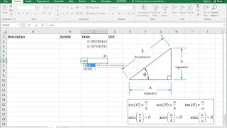 Trigonometry in Excel [upl. by Nowtna]