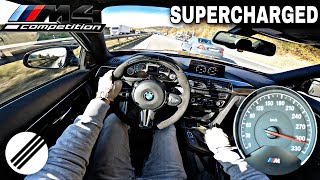 BMW M4 SUPERCHARGED MANUAL INFINITAS TOP SPEED DRIVE ON GERMAN AUTOBAHN 🏎 [upl. by Nagrom]