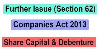 Further Issue Section 62 Companies Act 2013 CA Intermediate [upl. by Emerej146]