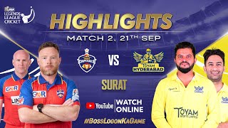 Highlights Match 2  India Capitals vs Toyam Hyderabad  English  Legends League Cricket 2024  LLC [upl. by Deeas515]