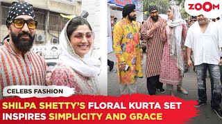 Shilpa Shettys easybreezy PRINTED kurta set for Gurudwara visit INSPIRES simplicity and grace😍 [upl. by Sachiko]