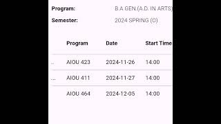 Aiou ba date sheet spring 2024 [upl. by Dorri862]