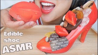 ASMR EDIBLE CHOCOLATE SHOE SATISFYING CHOCOLATE SNAP EATING SOUNDS NO TALKING  SASASMR [upl. by Ainesell]