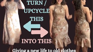 UPCYCLE OLDLOOSE DRESS INTO HALTER NECK DRESS [upl. by Rednazxela750]