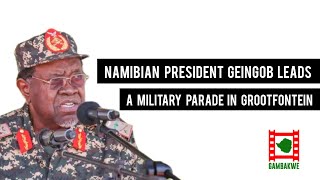 Namibian President Dr Hage Geingob leads a Military Parade in Grootfontein [upl. by Niledam639]