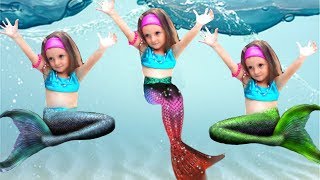 Lina have fun and swim with tail  funny stories for kids [upl. by Bearce]