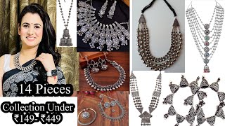 Huge AmazonMeesho Jewellery Haul Starting ₹149₹449  Oxidised JewelleryEarringsKadaRing Review [upl. by Nitsirt]