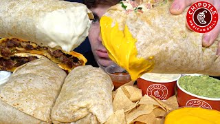 ASMR MUKBANG CHIPOTLE GIANT BURRITOS CHIPS CHEESE STEAK QUESADILLA  WITH CHEESE [upl. by Egan]