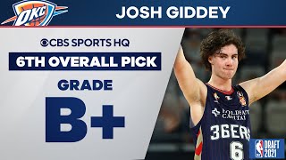 Josh Giddey Selected No 6 Overall by the Oklahoma City Thunder  2021 NBA Draft  CBS Sports HQ [upl. by Tu560]