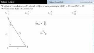 Zadanie 11  Matura z matematyki 8 maj 2012 [upl. by Isbella]