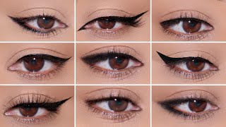 How To 9 Different Eyeliner Styles on HOODED EYES  Easy Beginner Friendly Tutorial [upl. by Omoj]