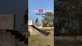 1 Stair VS 16 Stairs😨Long Jump jump parkour stairs [upl. by Akirahs]