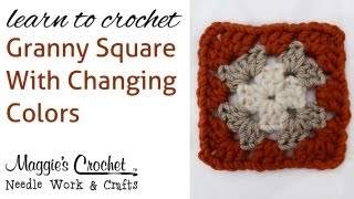 007 Learn How to Crochet Granny Square Changing Colors [upl. by Nylimaj675]