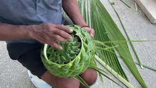 HOW MAKE COCONUT PALM LEAF BASKET [upl. by Kurland]