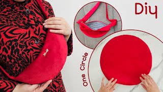 Diy Round Mini Shoulder Bag  Easy Half Moon Bag 》 کیف یک طرفه [upl. by Sclater]