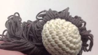 Attaching fringe hair to a finished amigurumi [upl. by Ynnavoeg]