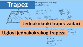 Jednakokraki trapez Uglovi jednakokrakog trapeza zadaci [upl. by Haldeman]