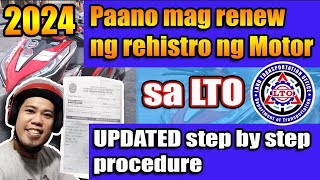 MOTORCYCLE REGISTRATION RENEWAL  REHISTRO NG MOTOR PAANO MAG RENEW SA LTO STEP BY STEP PROCESS [upl. by Ivett]