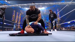 Roman Reigns Attacks Paul Heyman Brock Lesnar Saves  SmackDown 121721 [upl. by Assennav]