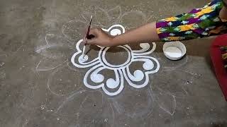 Easy rangoli alpona design for beginners  Ugadi muggulu designs  new alpona design  gudi padwa [upl. by Josefina]