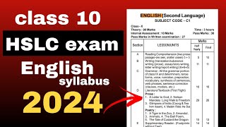 class 10 HSLC 2024 English syllabus with pdf SEBA board [upl. by Kcirret]