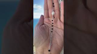 Padre Nostro  Bracciale Rosario con pietre nere in Argento 925 [upl. by Esenahs565]