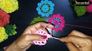 Crochet floral design 🌼  Easy Beginners friendly Tutorial 🦋 [upl. by Sivia995]