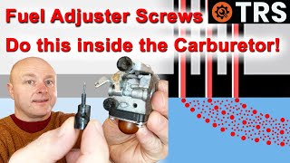 CHAINSAW CARBURETOR FUEL SCREW SETTINGS do this Inside Carb  FASCINATING [upl. by Lamphere802]