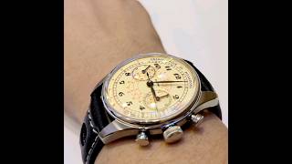 proxima vintage pulsometer watch manual winding chronograph 40mm enamel dial sapphire glass [upl. by Lyell774]