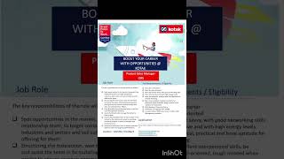 Kotak Mahindra Bank is Hiring 2024  Walkin Drive Kotak Mahindra Bank 2024 [upl. by Rehpitsirhc]