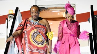 Kagame Inauguration King Mswati of Eswatini arrives in style accompanied by Inkhosikati LaMashwama [upl. by Nasah]