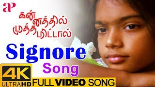 Kannathil Muthamittal 4K Video Songs  Signore Full Video Song 4K  Madhavan  Keerthana  AR Rahman [upl. by Olette656]