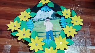 How to make photo frame wall hangingpaper flower wall hanging [upl. by Giraldo702]