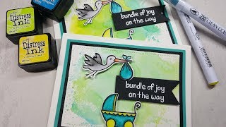 Neutral Baby Cards with Lawn Fawn Plus One [upl. by Aissak]