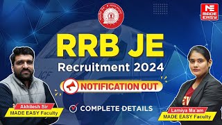 RRB JE 2024 Official Notification Out  Complete Details  New Vacancy  MADE EASY [upl. by Ellednek]