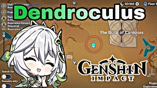 how to get dendroculus near in the dune of carouses  GENSHIN IMPACT Chellanvlogs [upl. by Ahsaekal]