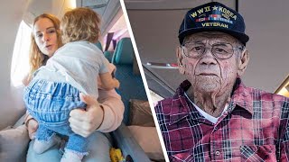 Mother Gives Up Plane Seat For Veteran Turns Pale When She Realizes Who He Is [upl. by Sansone]