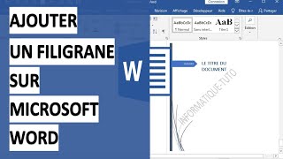 WORD  AJOUTER un FILIGRANE dans un DOCUMENT [upl. by Margreta]