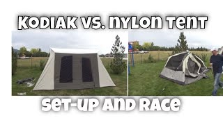 Kodiak Canvas Set Up Time vs Nylon Tents [upl. by Islean]