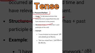 Present perfect tense examples  tense in english grammar english shorts shortvedio [upl. by Enywtna]