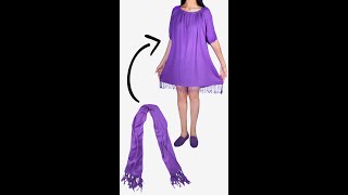 How to transform old scarf into a style dress easily Miarti 🧵✂️ [upl. by Notlem887]