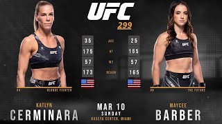 Katlyn CERMINARA vs Maycee BARBER Full FIGHT UFC 299 [upl. by Leandra]