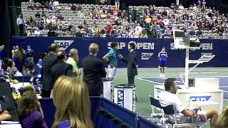 Milos Raonic vs Ivo Karlovic SAP Open exhibition postmatch interviews [upl. by Juster]