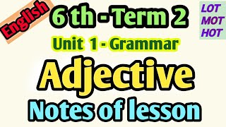 6th Term2 Adjective lessonplan Notes of lesson Grammar unit 1 English learning outcomes mindmap [upl. by Niamrahc]