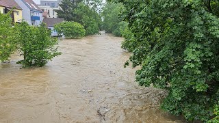 Großes Hochwasser an der Fils bei Göppingen 01 Juni 2024 [upl. by Hyman411]